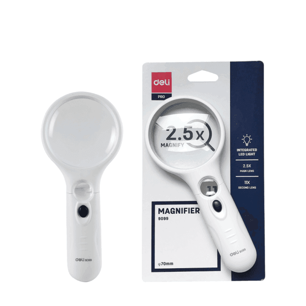 DELI ΦΑΚΟΣ ΜΕΓΕΘ. LED 2.5x ΠΛΑΣΤ. BLISTER 70mm E9099 ΛΕΥΚΟΣ
