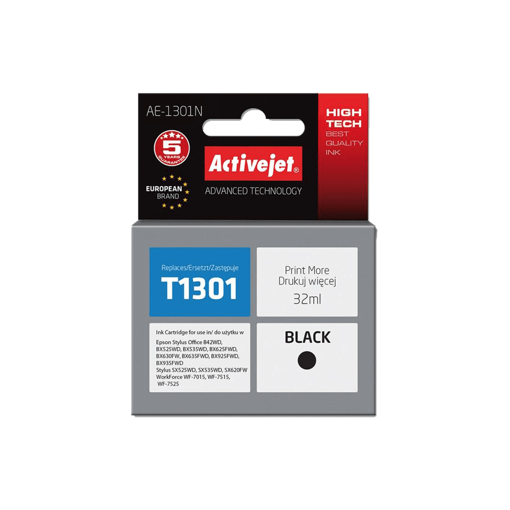 ACJ INK ΣΥΜΒ. ΜΕ EPSON AE-1301N #T1301XL BLK 32ml (N) #C13T13014012 ACJ INK ΣΥΜΒ. ΜΕ EPSON AE-1301N #T1301XL BLK 32ml (N) #C13T13014012