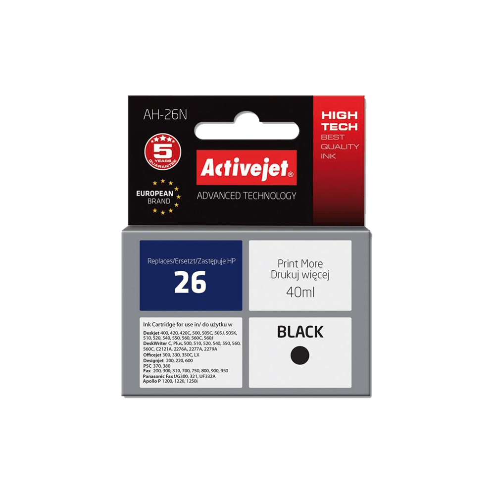ACJ INK ΣΥΜΒ. ΜΕ HP AH-26N #26 BLK 40ml (Ν) #51626AE ACJ INK ΣΥΜΒ. ΜΕ HP AH-26N #26 BLK 40ml (Ν) #51626AE
