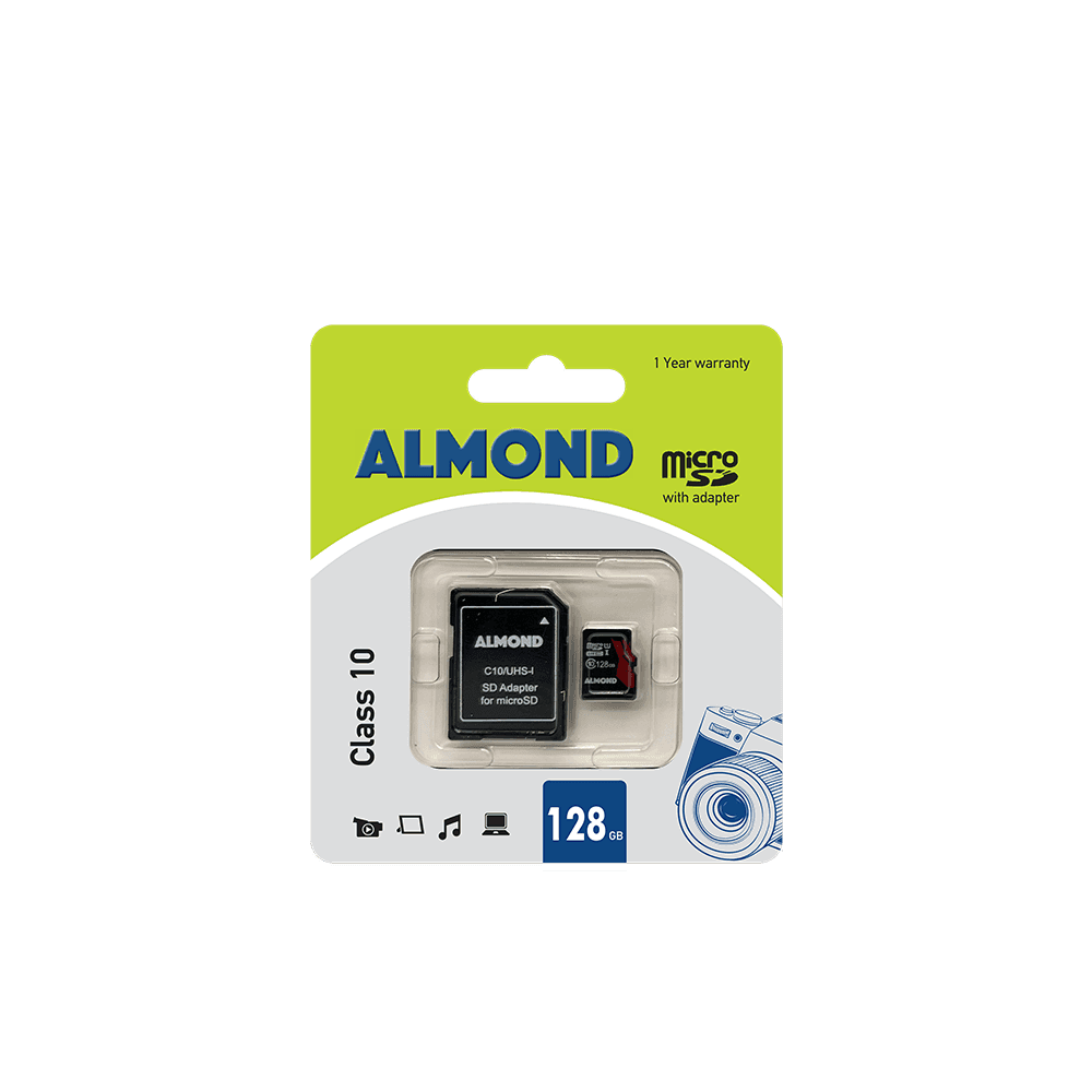 ALMOND ΚΑΡΤΑ ΜΝΗΜΗΣ ΜΕ ΑΝΤΑΠΤ. MICROSDHC CLASS10 128GB ALMOND ΚΑΡΤΑ ΜΝΗΜΗΣ ΜΕ ΑΝΤΑΠΤ. MICROSDHC CLASS10 128GB