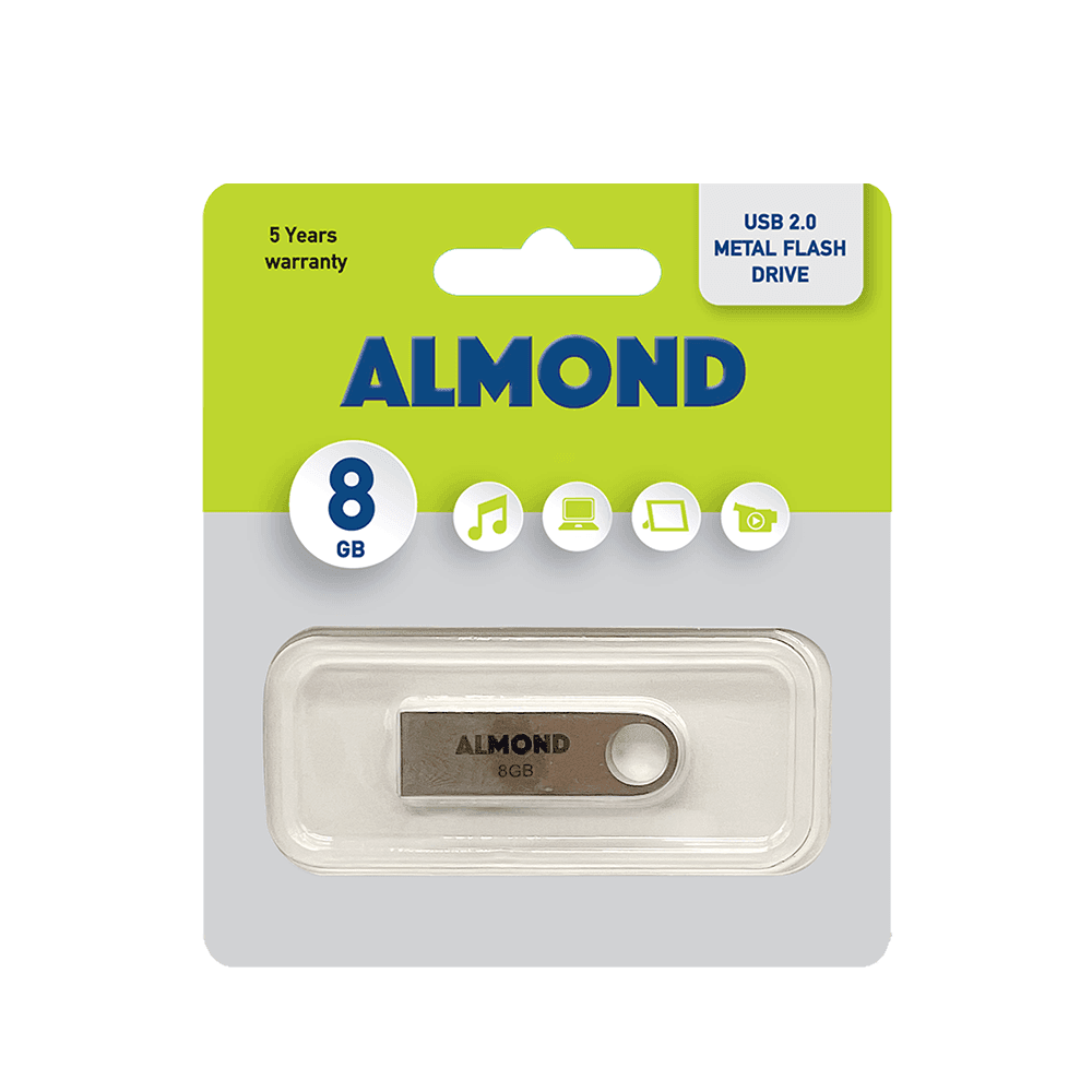 ALMOND FLASH DRIVE USB 2.0 8GB ΜΕΤΑΛΛΙΚΟ MINI ALMOND FLASH DRIVE USB 2.0 8GB ΜΕΤΑΛΛΙΚΟ MINI
