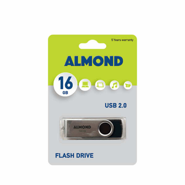 ALMOND FLASH DRIVE USB 2.0 16GB TWISTER ΜΑΥΡΟ