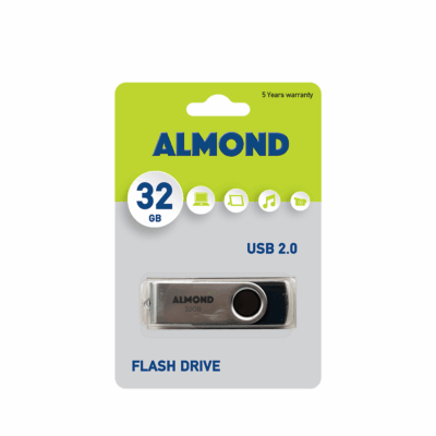 ALMOND FLASH DRIVE USB 2.0 32GB TWISTER ΜΑΥΡΟ