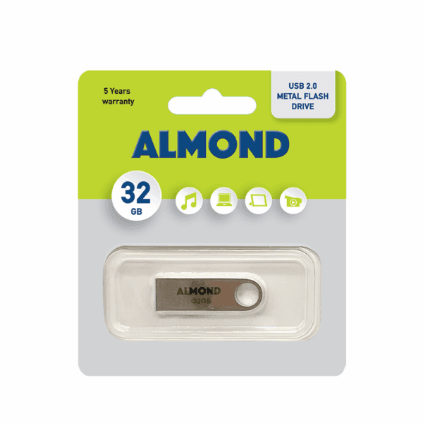ALMOND FLASH DRIVE USB 2.0 32GB ΜΕΤΑΛΛΙΚΟ MINI