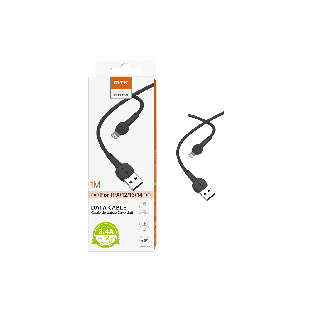 MTK ΚΑΛΩΔΙΟ ΓΙΑ IPHONE IPX/12/13/14 USB 2.0 3.4Α 1m TB1220 0152202 ΜΑΥΡΟ MTK ΚΑΛΩΔΙΟ ΓΙΑ IPHONE IPX/12/13/14 USB 2.0 3.4Α 1m TB1220 0152202 ΜΑΥΡΟ
