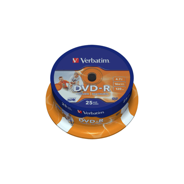 VERBATIM DVD-R 4.7GB 16X PRINTABLE CB 43538 25Τ