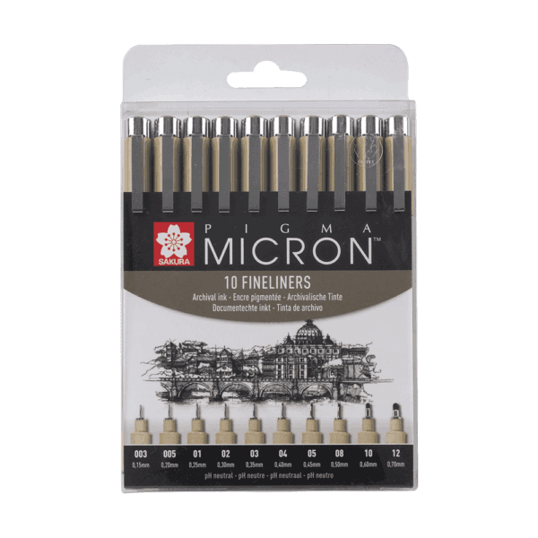 TAL ΜΑΡΚ. ΣΧΕΔΙΟΥ ΣΕΤ 10Τ PIGMA MICRON SAKURA POXSDK10A ΜΑΥΡΟ
