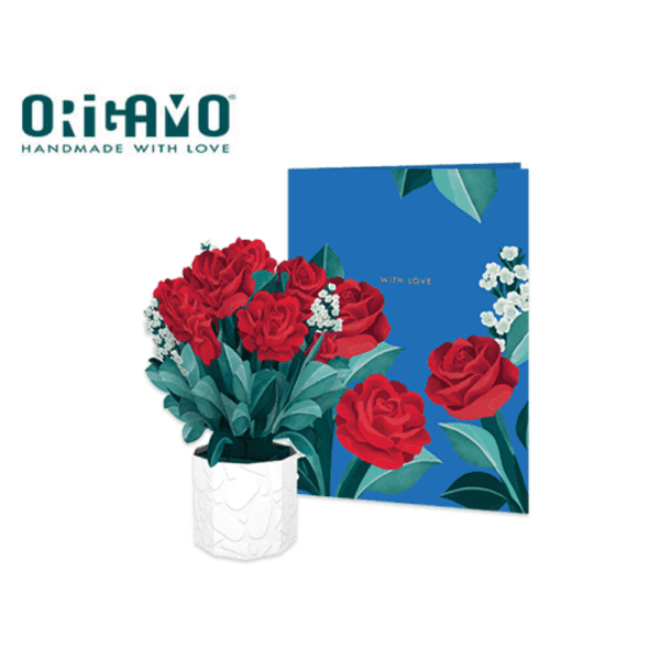 ORIGAMO ΚΑΡΤΑ ΕΥΧΕΤΗΡΙΑ ΑΝΑΔΥΟΜΕΝΗ ΤΡΙΑΝΤΑΦΥΛΛΑ 13.6x10.5cm MINI FLORA FM004