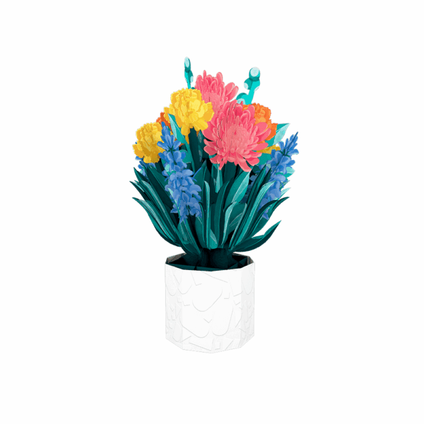 ORIGAMO ΚΑΡΤΑ ΕΥΧΕΤΗΡΙΑ ΑΝΑΔΥΟΜΕΝΗ ΣΚΥΛΑΚΙ ΜΠΟΥΚΕΤΟ 13.6x10.5cm MINI FLORA FM006