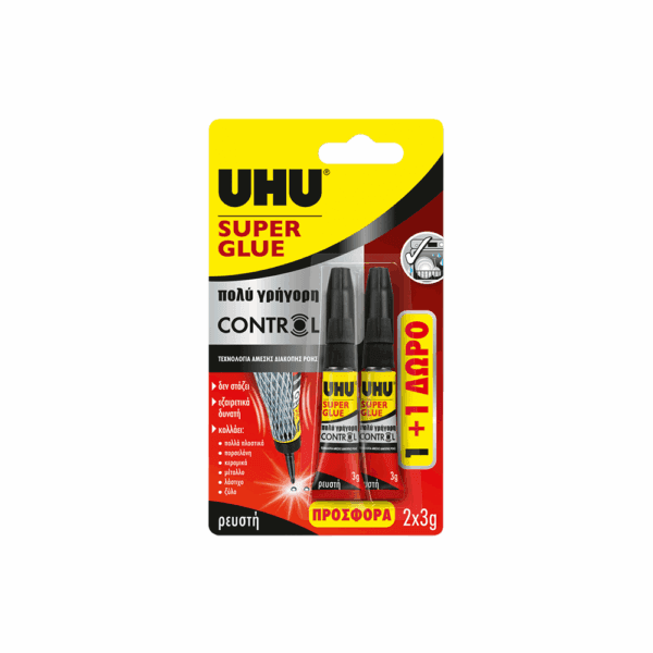 UHU ΚΟΛΛΑ SUPER POWER BLISTER 1Τ&1Τ ΔΩΡΟ 3gr 36292