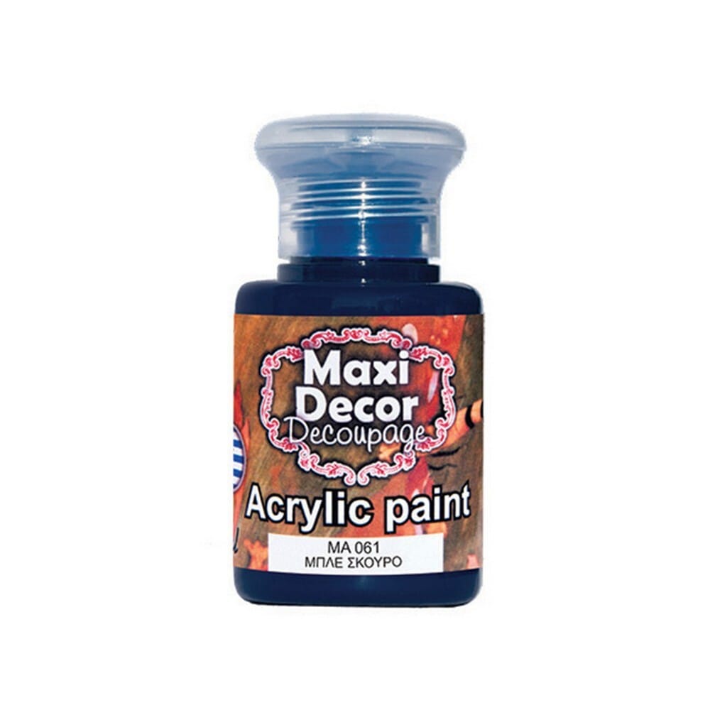akrylikochrwmampleskouro60ml20695 Maxi Decor Ακρυλικό Χρώμα No 61 Μπλε Σκούρο 60ml - Image 1