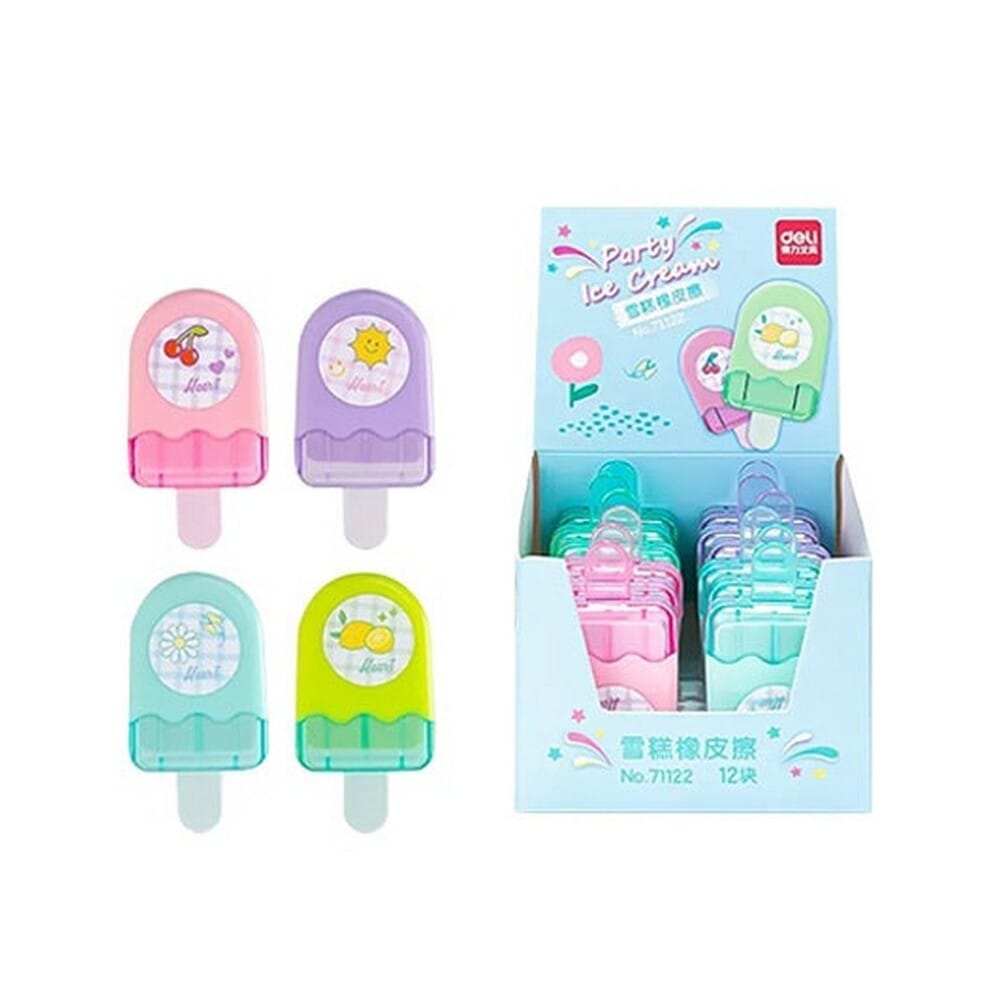 deli-goma-pagwto-me-kapaki-60x30x15mm-12tmch15504 Deli Γόμα Παγωτό με Καπάκι 60x30x15mm 12τμχ (Διάφορα Χρώματα) - Image 1