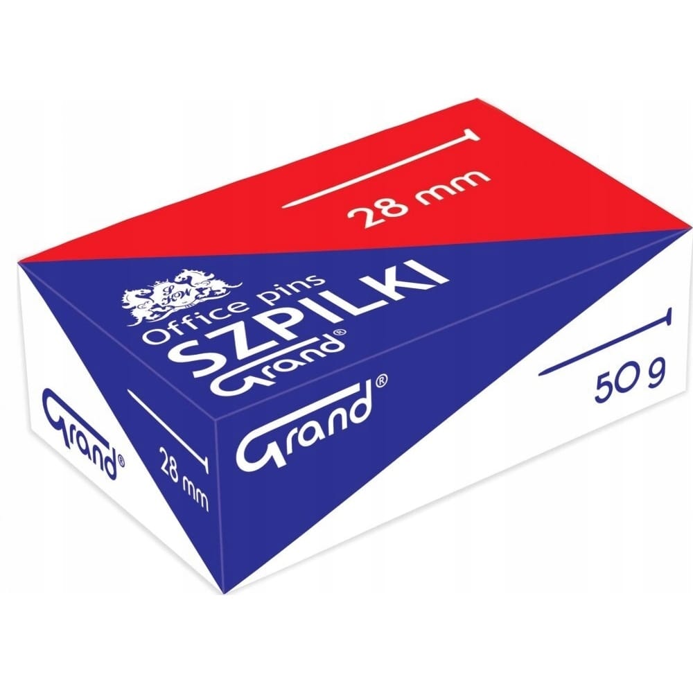 karfitses-grand-chartino-kouti-ashmi-28mm-50gr20636 Καρφίτσες Grand Χάρτινο κουτί ασημί 28mm 50gr - Image 1