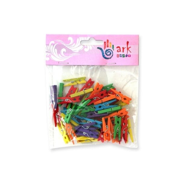 Μανταλάκια Ξύλινα Χρωματιστά . 3εκ. 50τμχ.