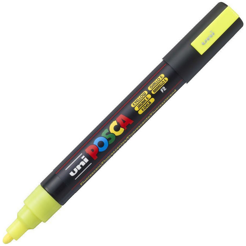 markadoroiuniposcapc5mmediumfluoyellow8547 Μαρκαδόροι Uni Posca PC-5 Medium Fluo Yellow - Image 1