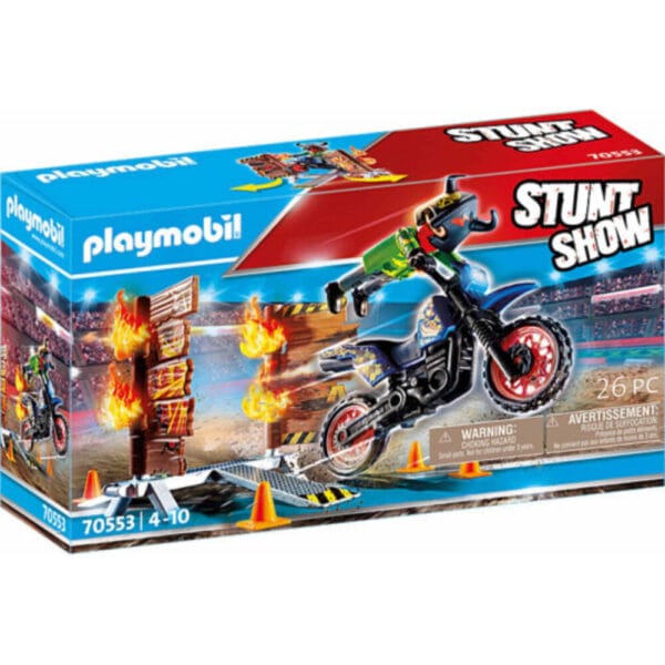 Playmobil Stunt Show - Μηχανή Motocross με Φλεγόμενο Τοίχο