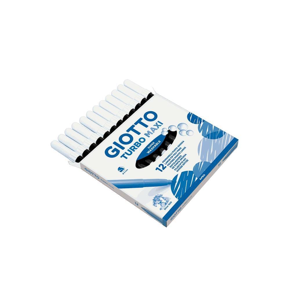 GIOTTO MARKADOROS MAVROS Giotto Turbo Maxi Πλενόμενοι Μαρκαδόροι Ζωγραφικής Χονδροί Μαύρο - Image 1