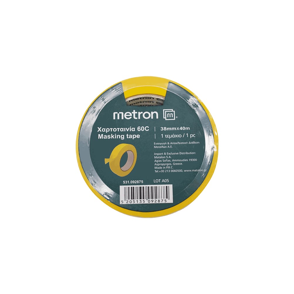 metron_tainia_diplis_opsis_kitrini_60c_38mmx40m_092875 Metron Χαρτοταινία Κίτρινη 60c 38mmx40m 092875 - Image 1