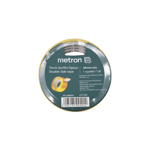METRON ΤΑΙΝΙΑ ΔΙΠΛΗΣ ΟΨΕΩΣ 38mmx5m 092912 ΚΙΤΡΙΝΗ 4Τ