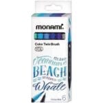 Monami Μαρκαδόρος Σχεδίου Διπλής Γραφής Ocean Blue 6Τεμάχια
