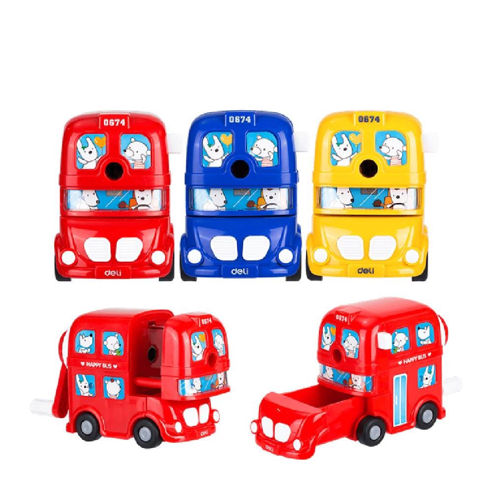 epitrapezia xystra school bus Deli Ξύστρα Επιτραπέζια 8mm 130x66x86mm E0674 (Διάφορα Χρώματα) - Image 1