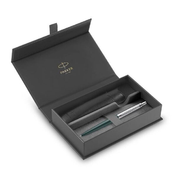 Parker Σετ Στυλό Ballpoint Medium από Ατσάλι Πράσινο σε Θήκη