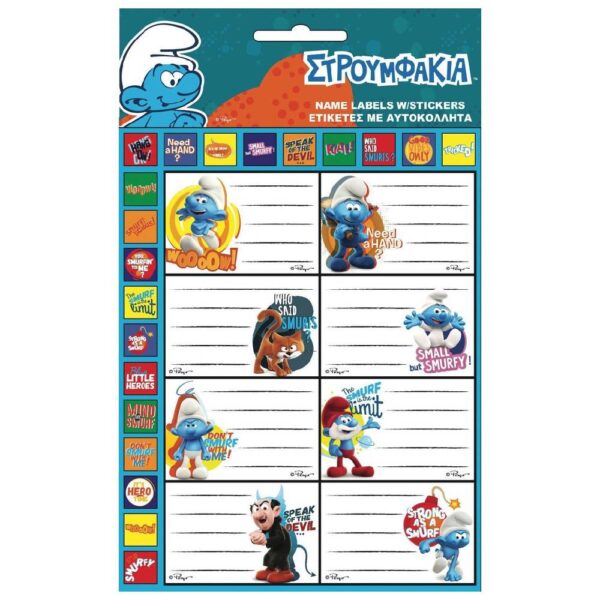 Gim Smurfs Ετικέτες Τετραδίων 16τμχ